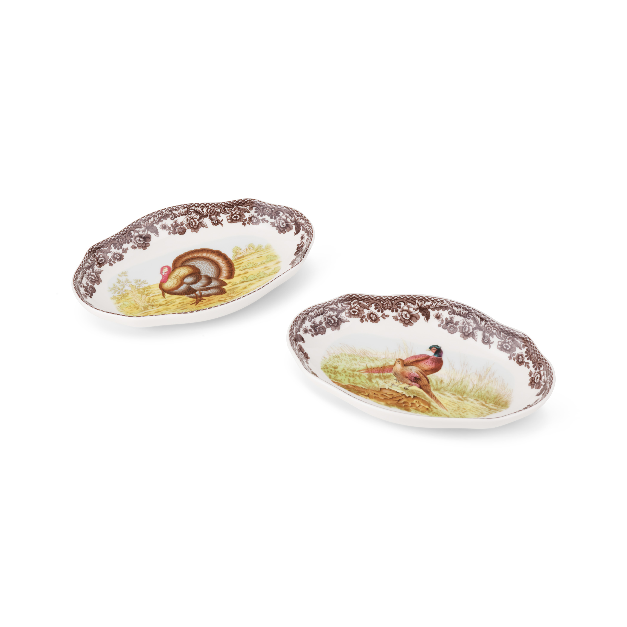 Woodland Set of 2 Pickle Dishes, Turkey & Pheasant image number null