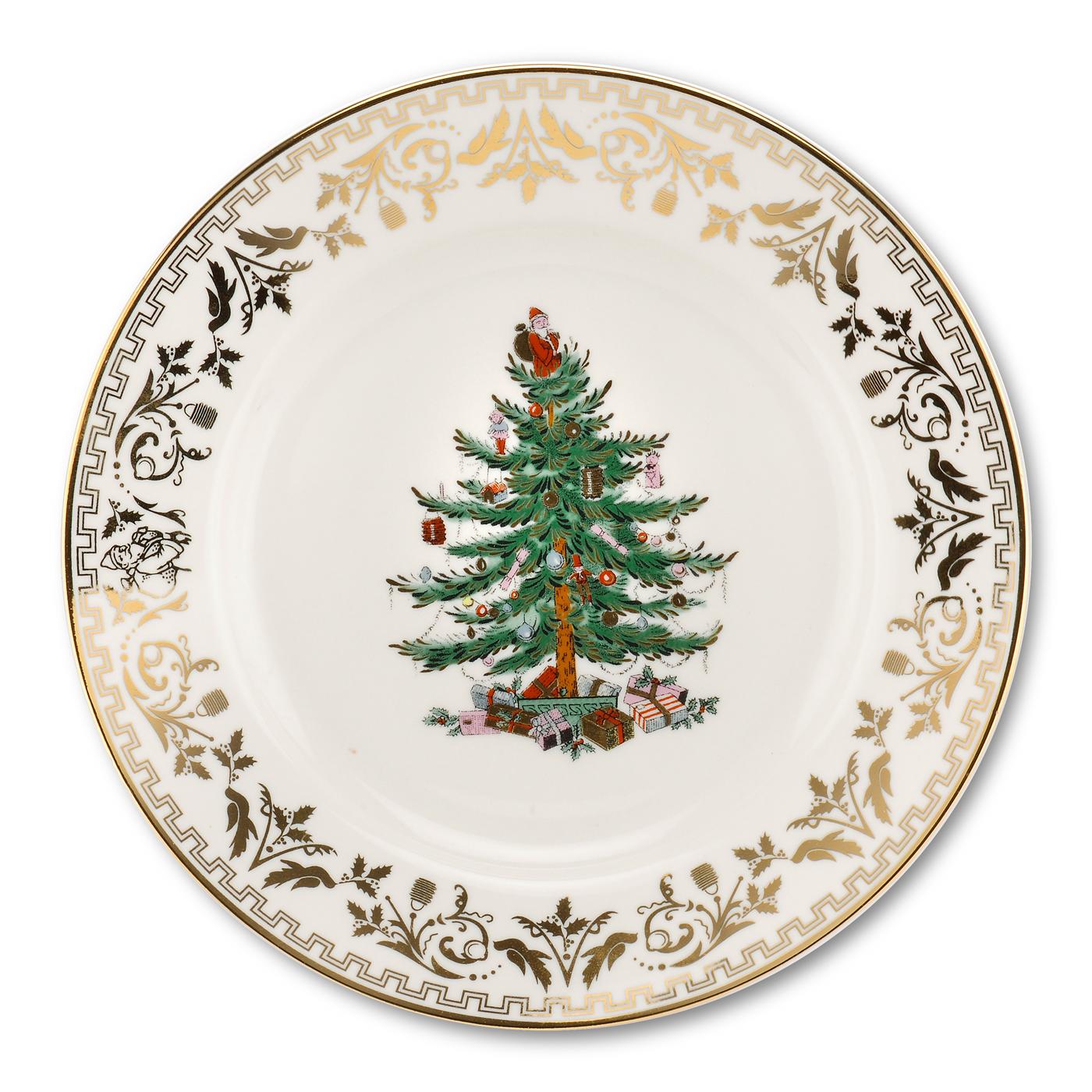 Christmas Tree Gold 8 Inch Plate Set of 4 image number null