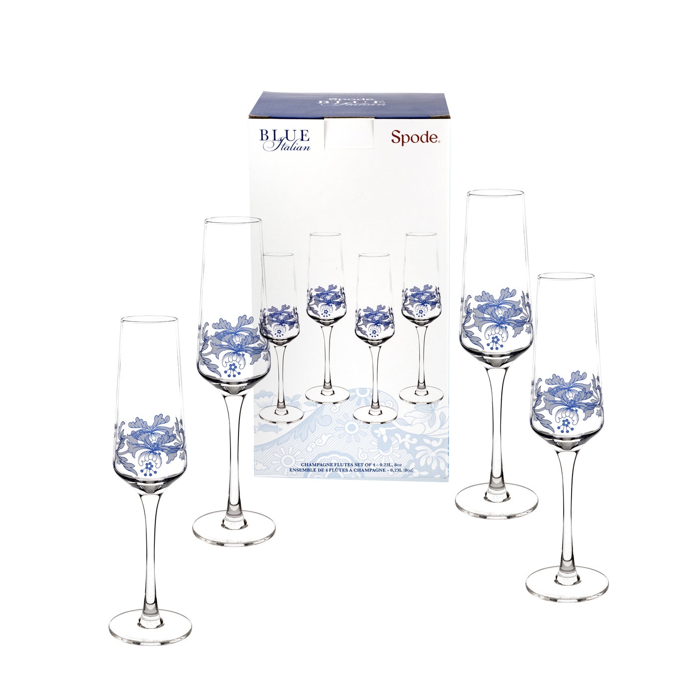 Blue Italian Champagne Flute Set of 4 image number null