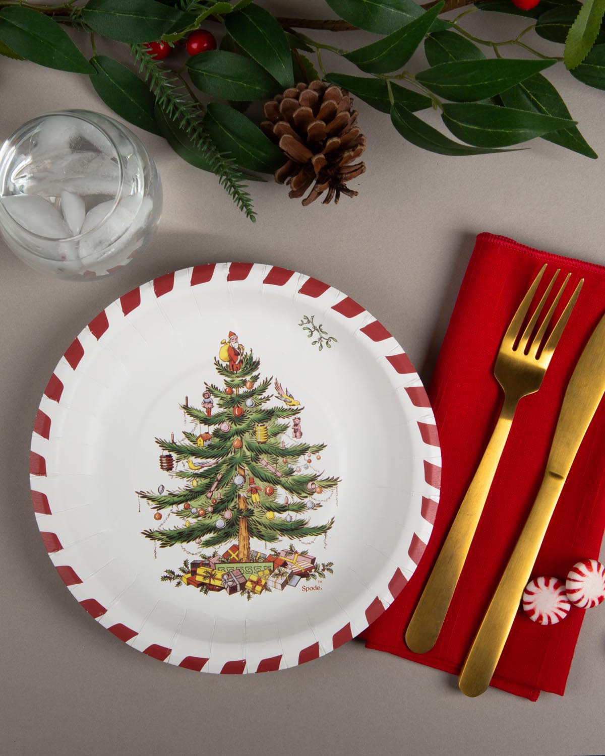 Candy Cane Christmas Tree Paper Lunch Plate image number null