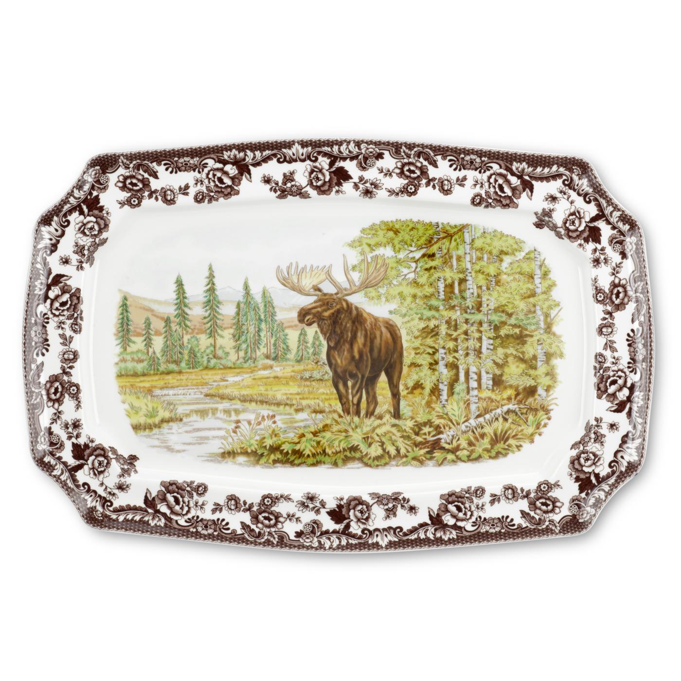 Woodland Rectangular Platter 17.5 Inch, Moose image number null