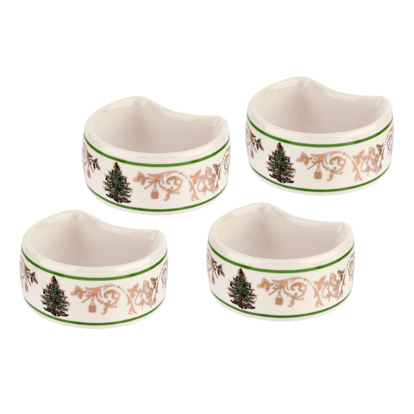 Christmas Tree Gold Napkin Rings Set of 4 image number null