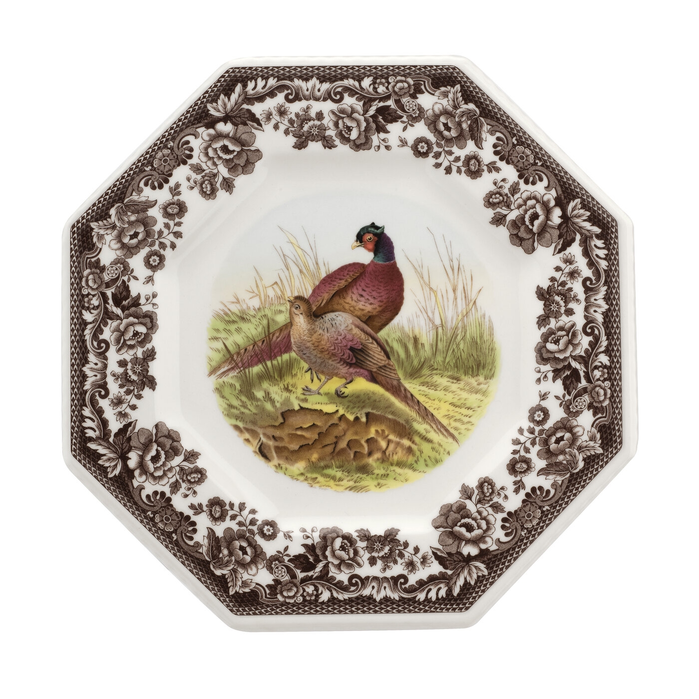 Woodland Octagonal Plate 9.5 Inch, Pheasant image number null