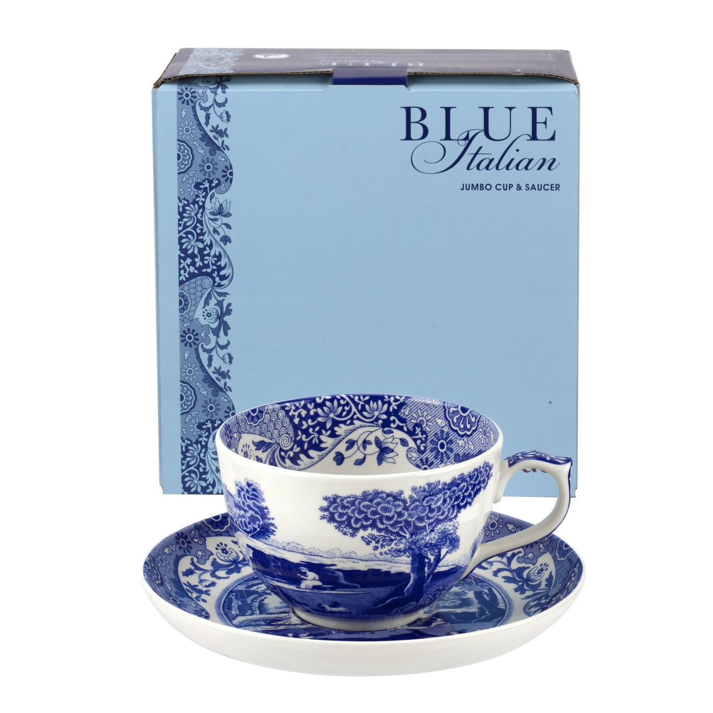 Blue Italian Jumbo Cup & Saucer Boxed Set image number null