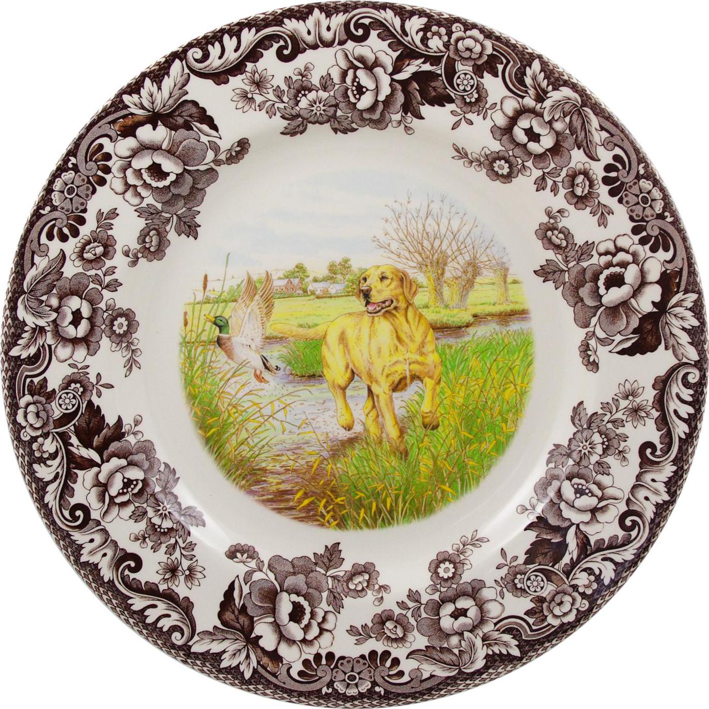 Woodland Dinner Plate 10.5 Inch, Yellow Labrador Retriever image number null