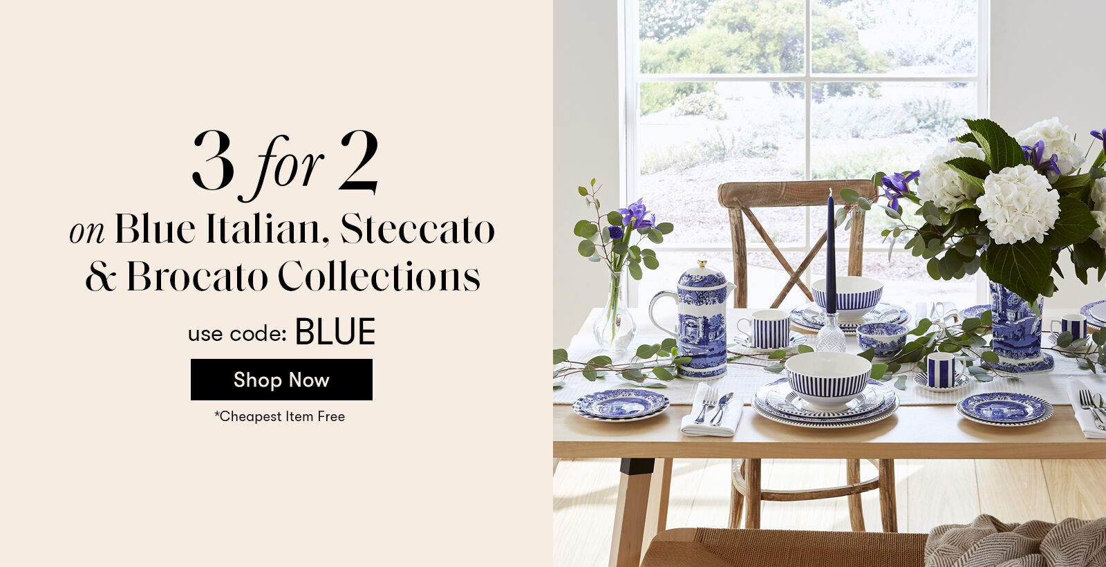 3 for 2 on Blue Italian, Steccato and Brocato Collections. Use code: BLUE