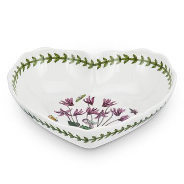Botanic Garden 8.5 Inch Scalloped Edge Heart Shaped Dish, Cyclamen