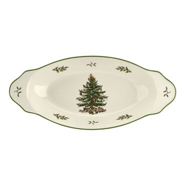 Christmas Tree Handled Serving Platter 15.25 Inch