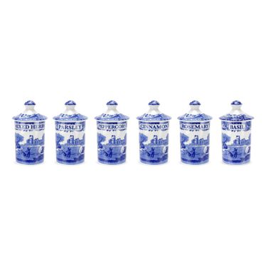 Blue Italian Spice Jars Set of 6