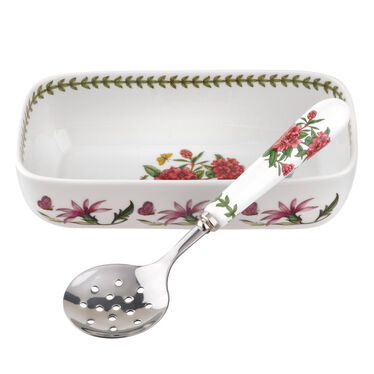 Botanic Garden Sauce Dish with Slotted Spoon