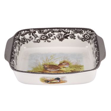 Woodland Rectangular Handled Dish 12 Inch, Mallard & Quail