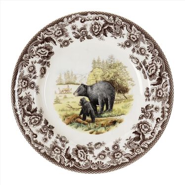 Woodland Salad Plate 8 Inch, Black Bear