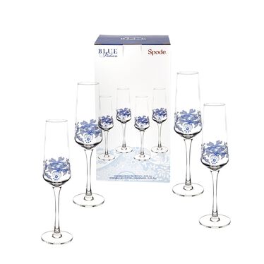 Blue Italian Champagne Flute Set of 4