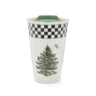 Christmas Tree Black & White Travel Mug