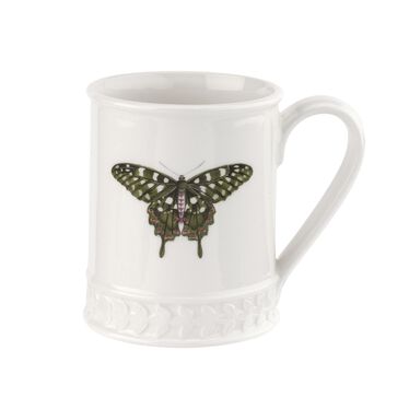Botanic Garden Harmony Embossed 16 fl.oz. Tankard, Forest Green Butterfly