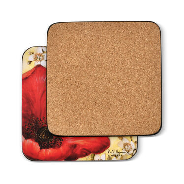 Red Poppy Blossoms Coasters Set of 6