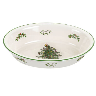 Christmas Tree Oval Rimmed Dish