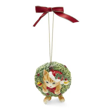 Christmas Tree Kittent In Wreath Ornament