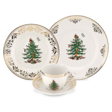 Christmas Tree Gold Collection 4 Piece Place Setting Christmas Tree Gold Collection 4 Piece Place Setting