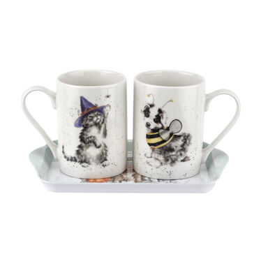 Wrendale Designs Trick or Treat 3 Piece Mug & Tray Set (Dogs/Cat)