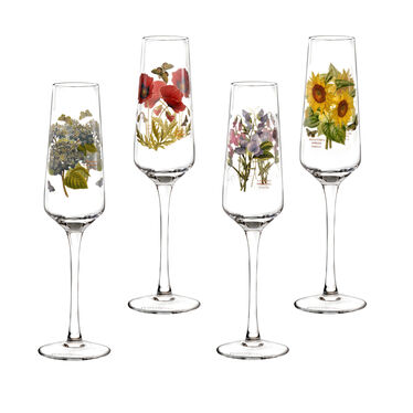 Botanic Garden Champagne Flutes Glasses Set of 4