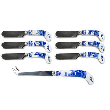 Blue Italian Cheese Knife & Spreader Set