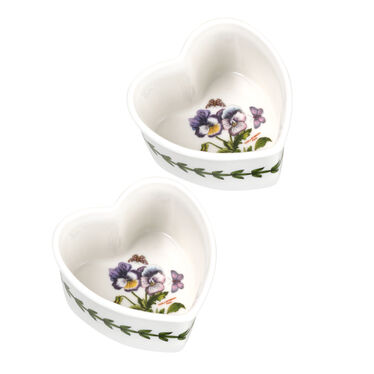 Botanic Garden Set of 2 Heart Ramekins, Pansy