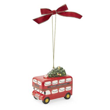 Christmas Tree Red Double Decker Bus Ornament
