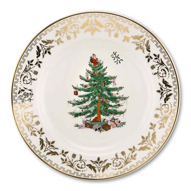 Christmas Tree Gold 8 Inch Plate Set of 4 Christmas Tree Gold 8 Inch Plate Set of 4