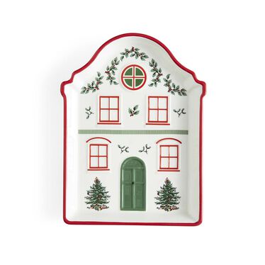 Christmas Tree Village Red Tidbit Tray Christmas Tree Village Red Tidbit Tray
