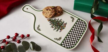 Christmas Tree Black & White Serving Board