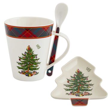 Christmas Tree Tartan Mug Set