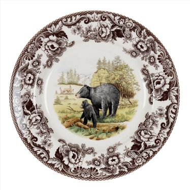 Woodland Dinner Plate 10.5 Inch, Black Bear