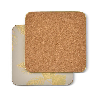 Sara Miller London Etched Leaves Coasters Set of 6 Light Grey