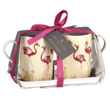 Sara Miller London Flamingo 3 Piece Mug & Tray Set Sara Miller London Flamingo 3 Piece Mug & Tray Set