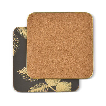 Sara Miller London Etched Leaves Coasters Set of 6 Dark Grey