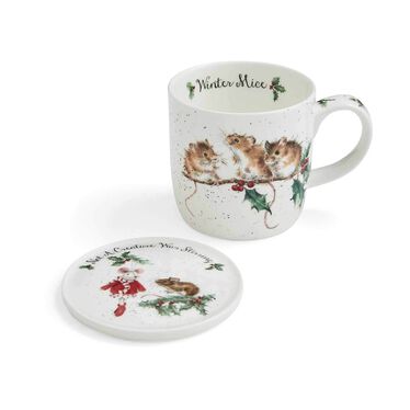Wrendale Designs Mug & Coaster Winter Mice