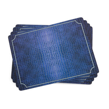 Blue Croc Leather Placemats Set of 4