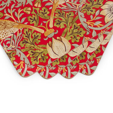 Morris & Co. Strawberry Thief Red Placemats, Set of 4