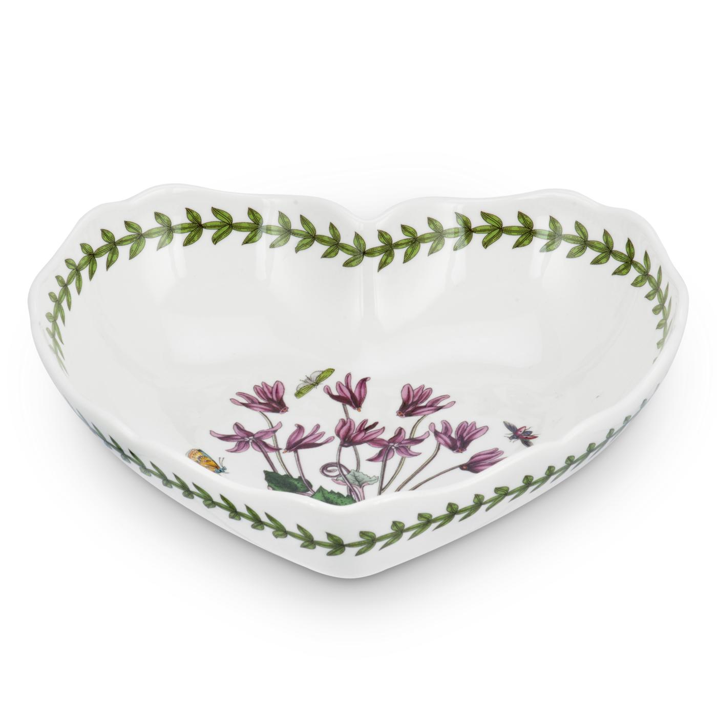 Botanic Garden 8.5 Inch Scalloped Edge Heart Shaped Dish (Cyclamen) image number null