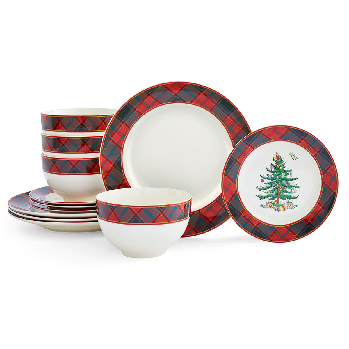 Christmas Tree Tartan 12 Piece Set image number null