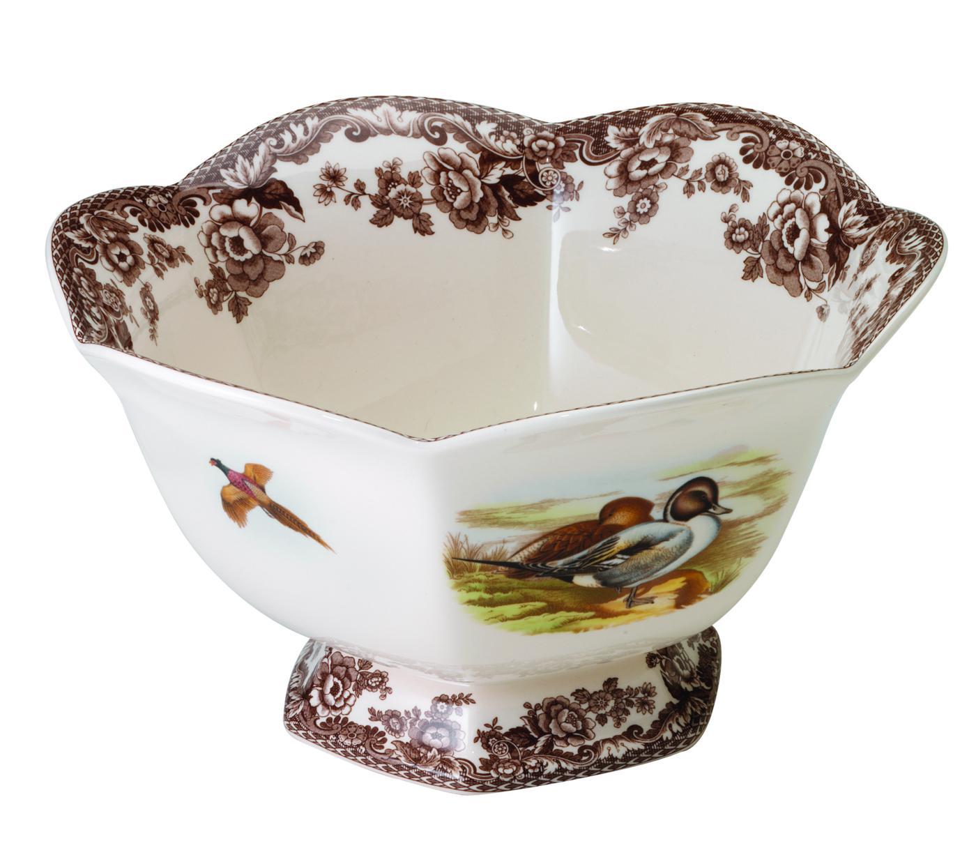 Woodland Hexagonal Footed Bowl 8.5 Inch (Lapwing/Pintail) image number null