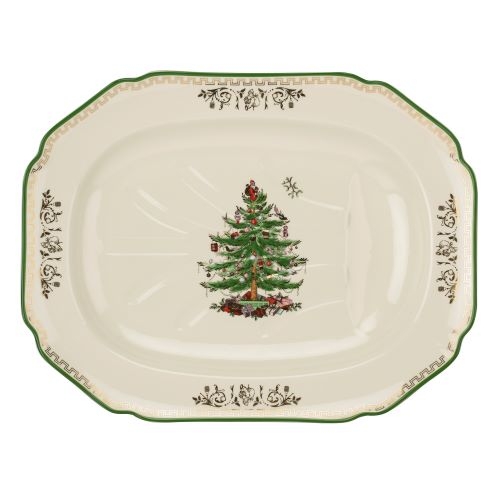 Christmas Tree Gold Rectangle Platter image number null