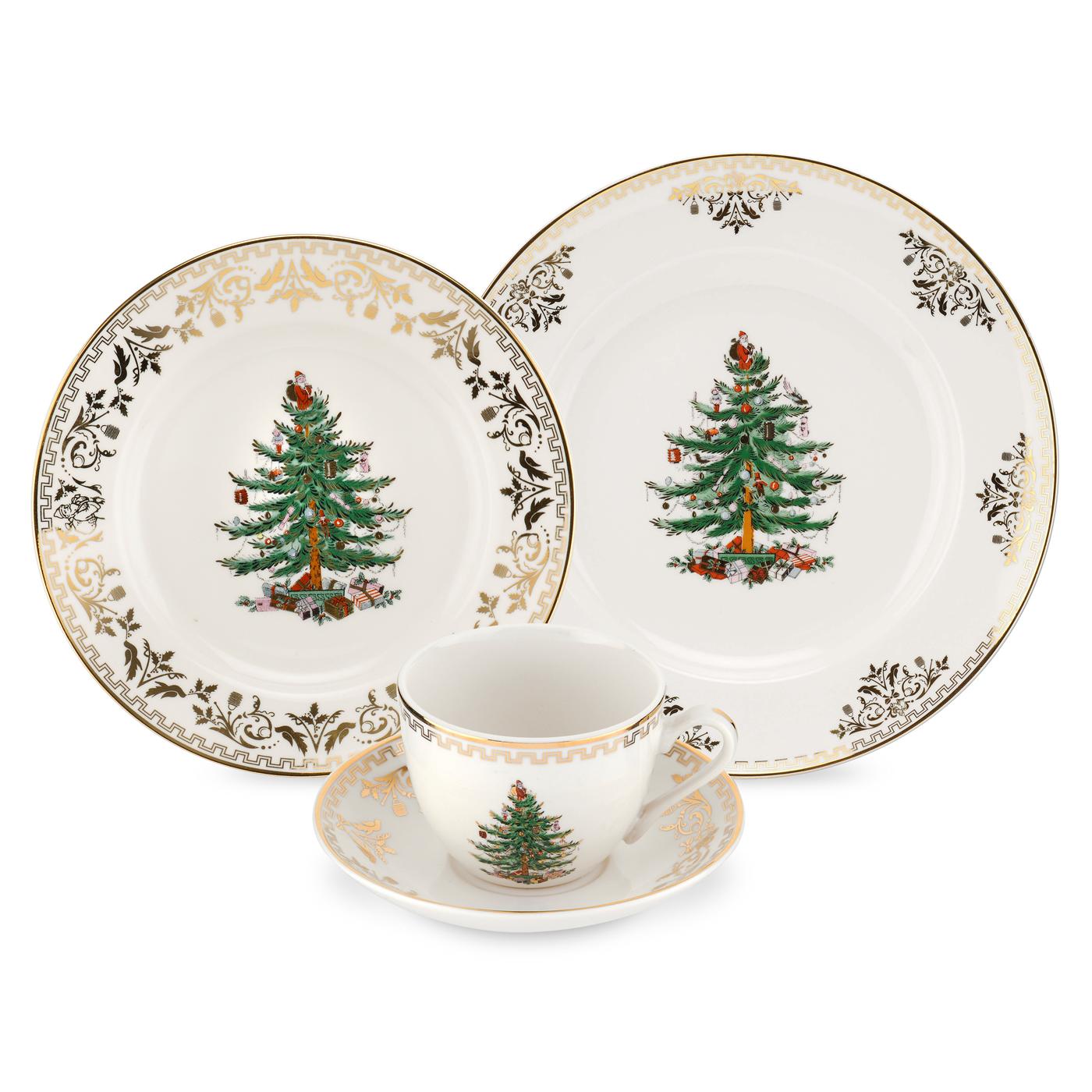 Christmas Tree Gold Collection 4 Piece Place Setting Spode