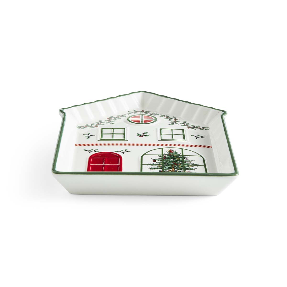 Christmas Tree Village Greeen Tidbit Tray image number null