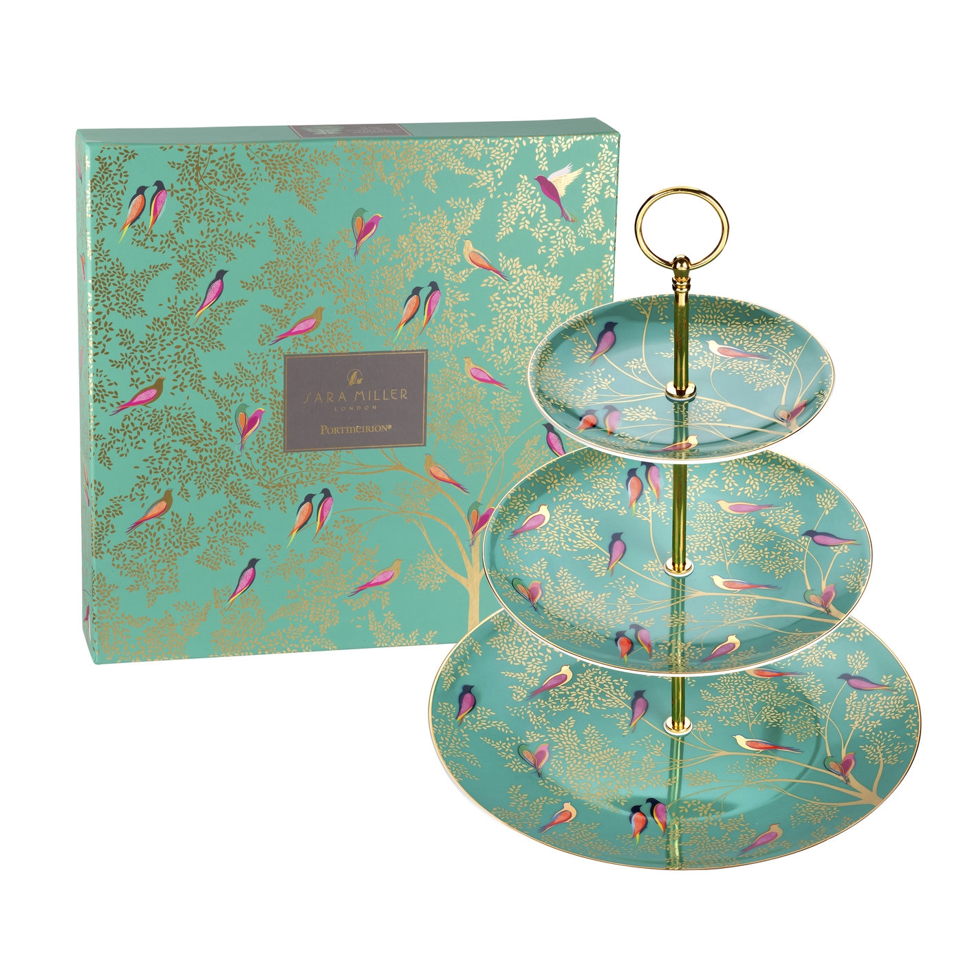 Sara Miller London Chelsea 3 Tier Cake Stand (Green) image number null