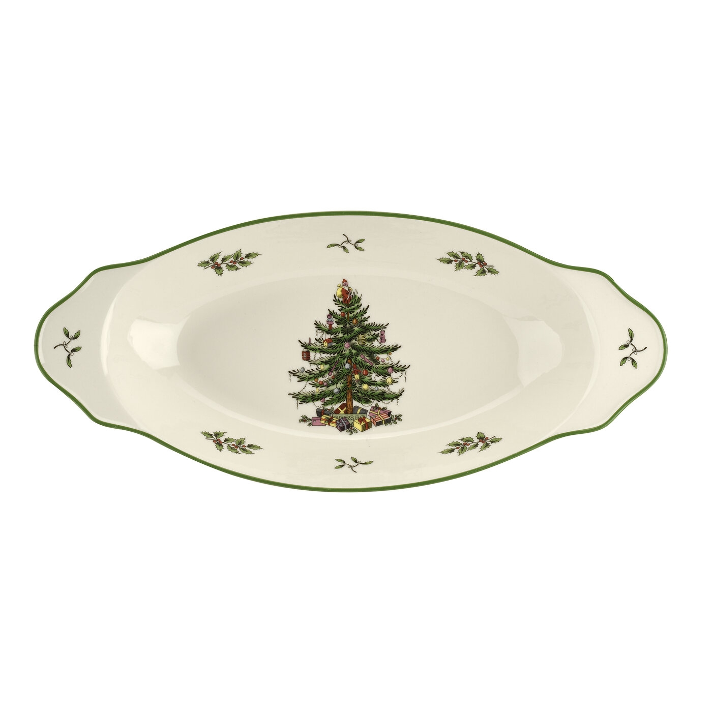 Christmas Tree Handled Serving Platter 15.25 Inch image number null
