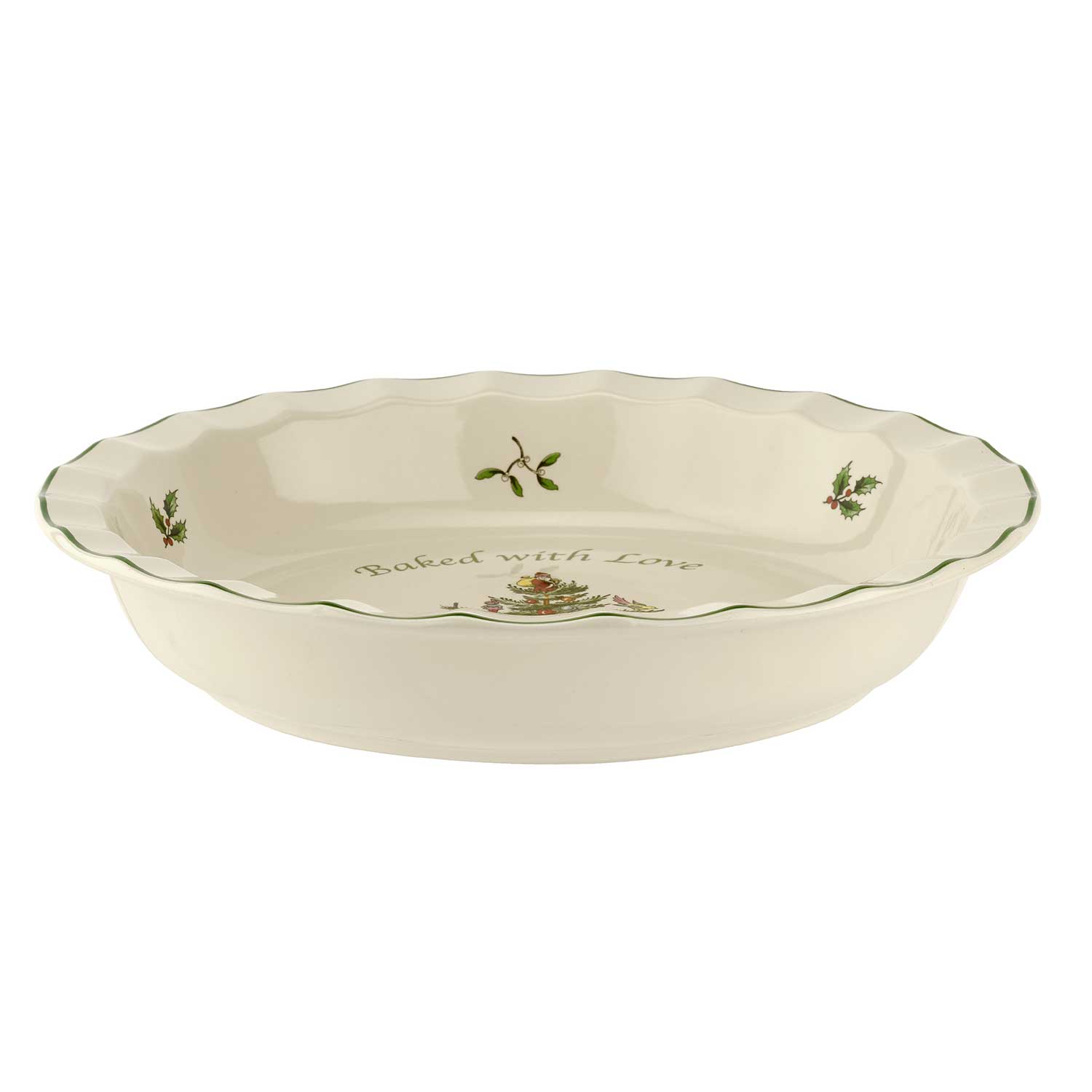 Spode Christmas Tree 10 Inch Pie Dish Baked with Love | Round Baking Dish  for Cake, Pie, and Dessert | Made of Earthenware | Dishwasher, Microwave