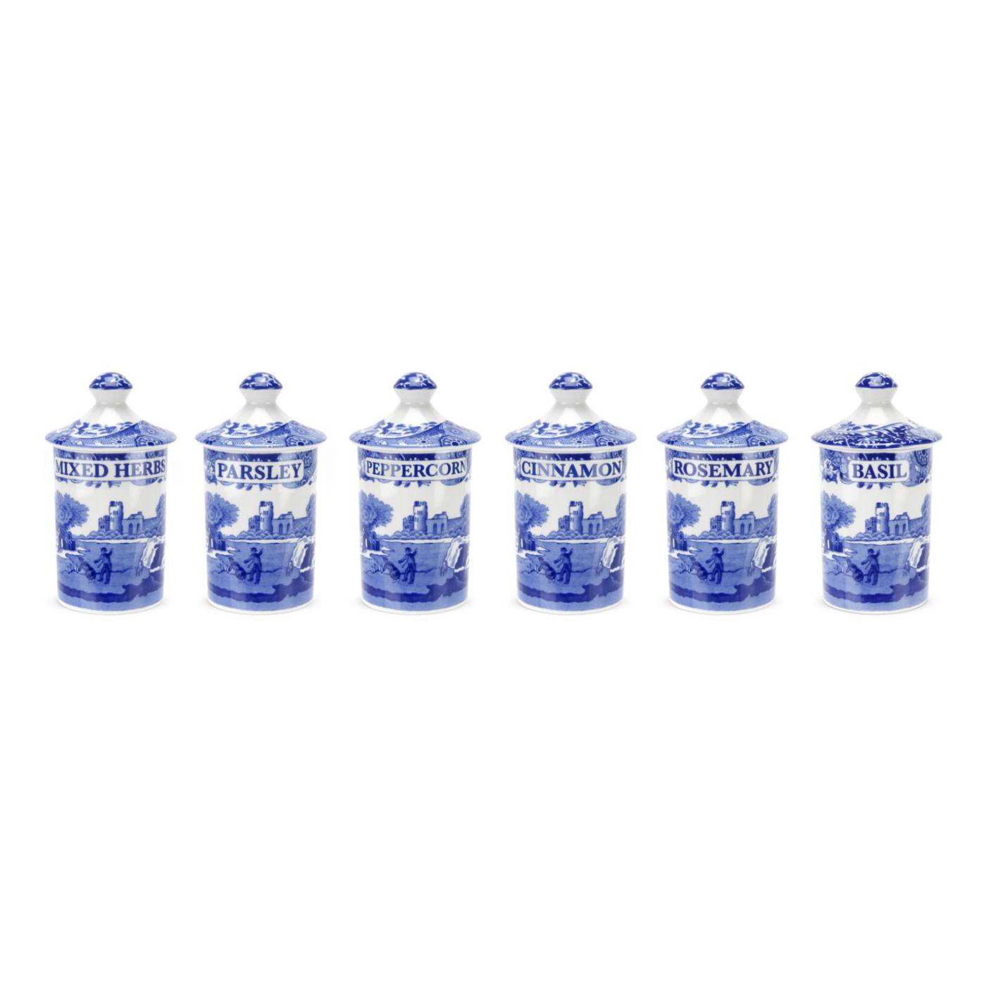 Blue Italian Spice Jars Set of 6 image number null