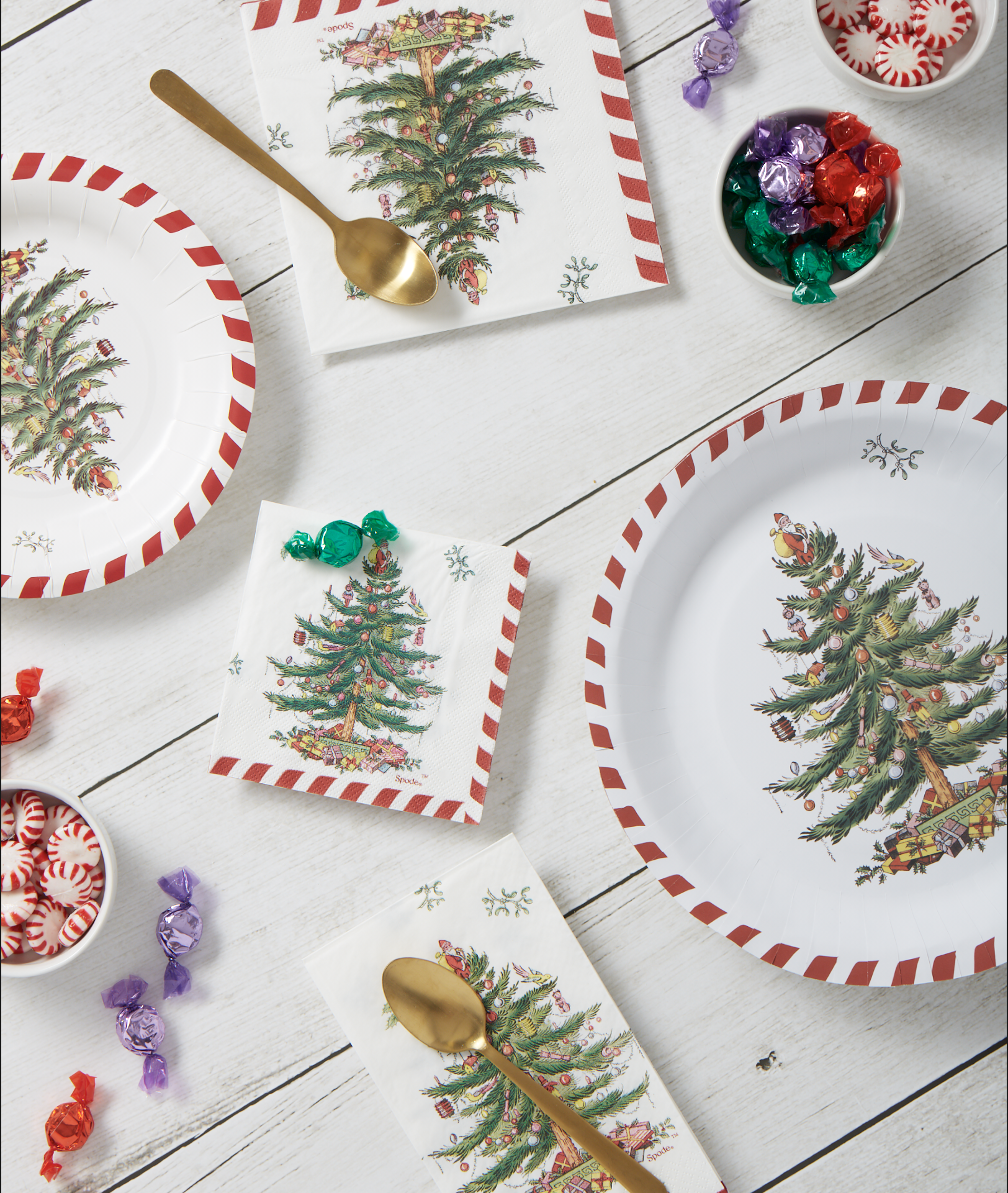 Candy Cane Christmas Tree Paper Dinner Plate image number null